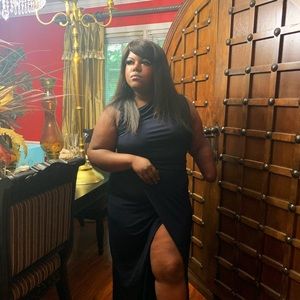 Blue long fitted dress